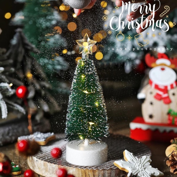 Mini kunstigt juletræ Hjemmekontor Udendørs Have Yard Dekoration Trompet