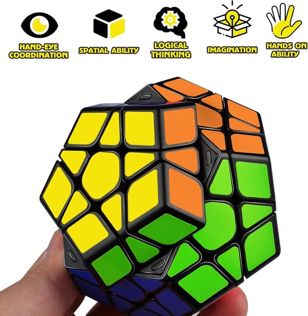 (Musta) Megaminx-kuutio, Dodekaeder Speed Puzzle Cube 3x3, Magi