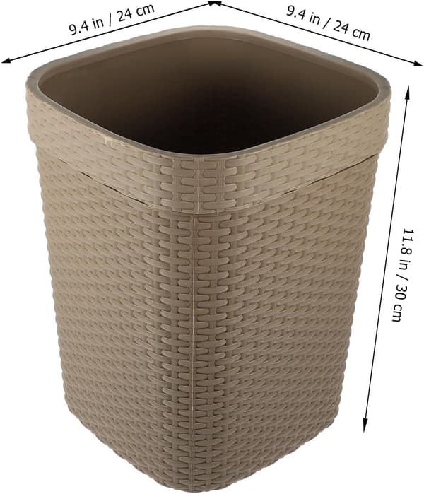 Large Capacity Imitation Rattan Trash Can with Wide Opening Design