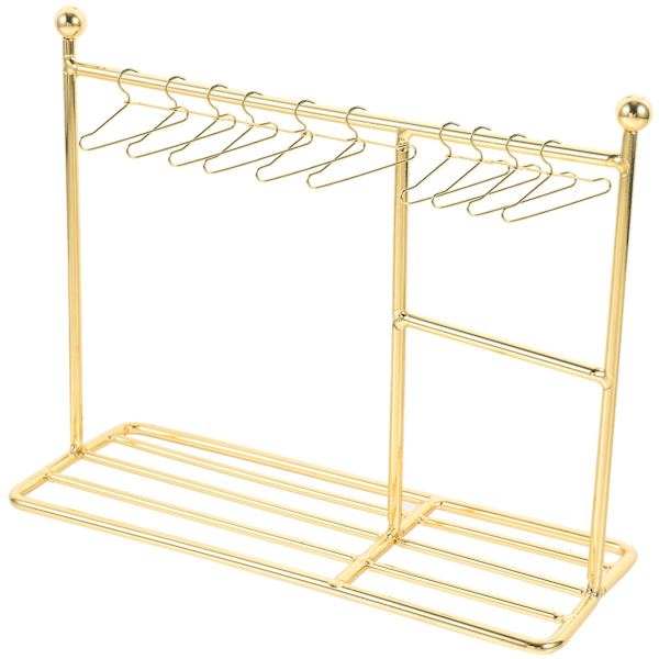 1 Sett med Mini Kleshengere Display Mini Hus Klesstativ Miniatyr Møbler Ornament Gull 15X12X5 Golden 15X12X5.5CM
