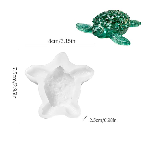 3D Crystal Sea Turtle Resin Mold, Premium Silicone Diamond Geometric Turtle Mold for Epoxy Casting, Unique Sea Animal Figurine Crystal Cluster