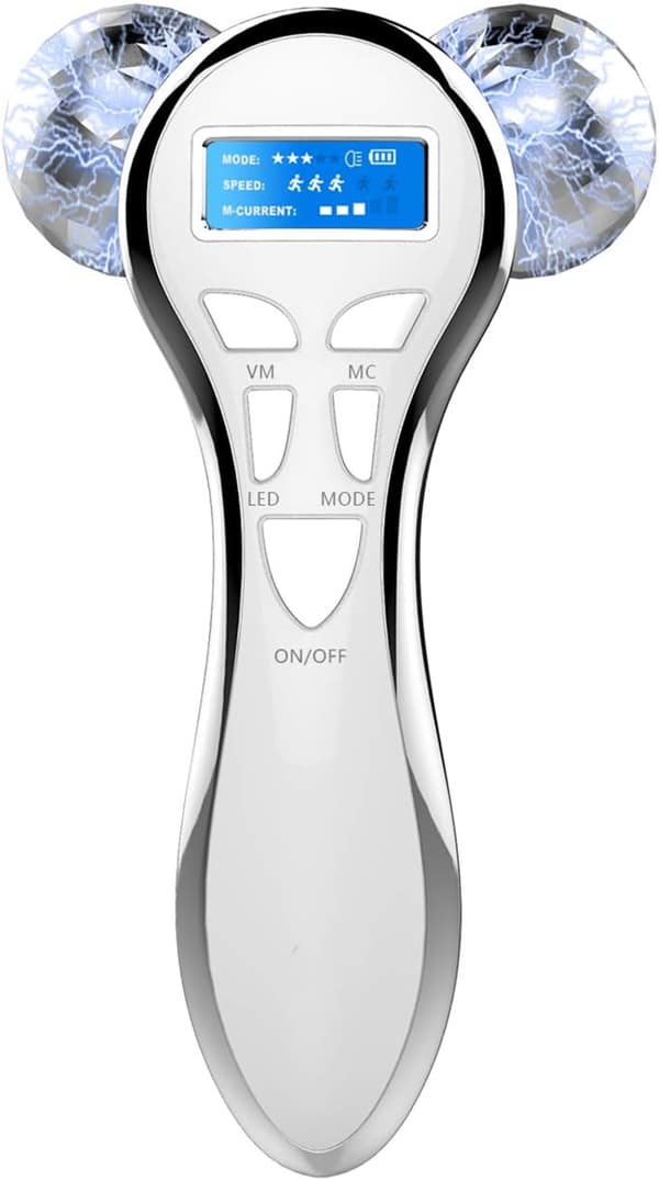 4D Microcurrent Facial Massager Roller, Electric Rechargeable Facial