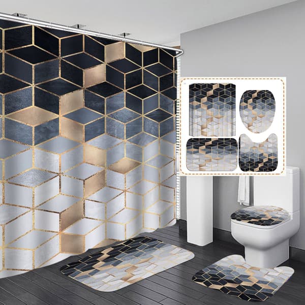 Dusjforheng + baderomsmatte sett (Stil 3)