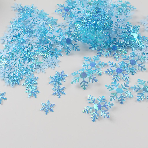Jul vinter snöflinga konfetti dekoration Snowflake tema födelsedagsfest Blå