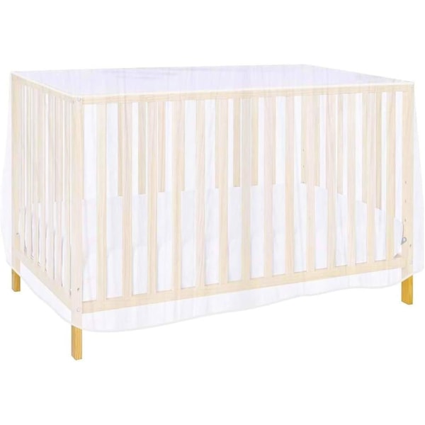 Myggnett for baby seng, universal myggnett, mål 135 x 60 x 90 cm, hvit