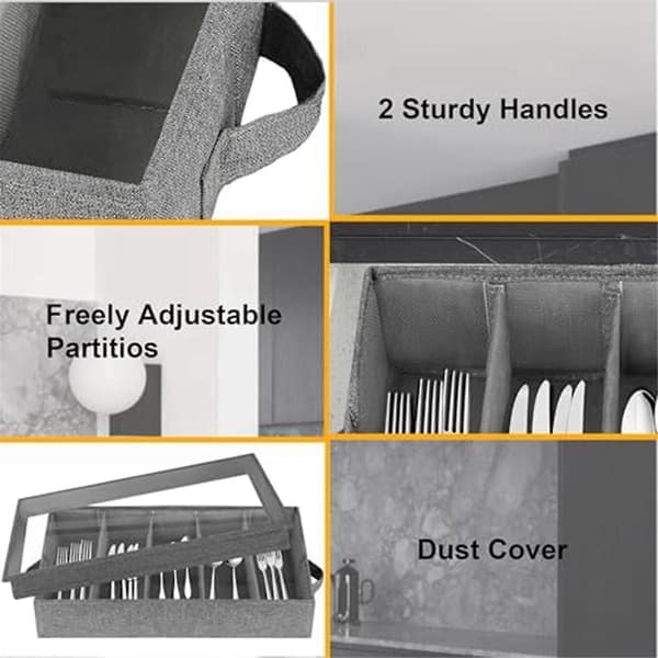 Cutlery and Utensil Storage - Durable Cutlery Box with Adjustable Divider, 5 Compartments