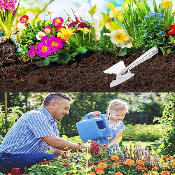 Havespade i rustfrit stål, håndværktøj til plantning, omplantning, ukrudtsbekæmpelse, gravning 27*9cm