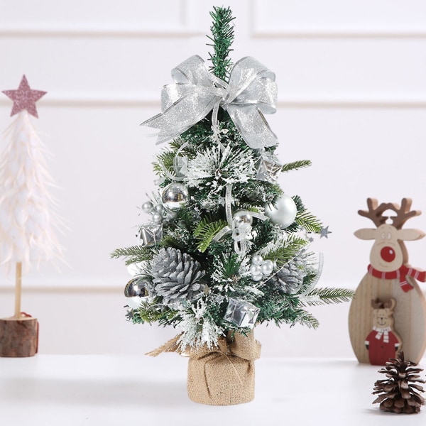 Mini konstgjorda julgranar julbordsdekoration trädset set julgran , för jul bordsdekorationer Silver Silver