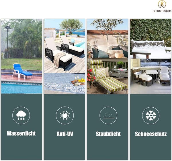 Set med 2 överdrag för trädgårdssolstolar, vatten- och UV-beständiga