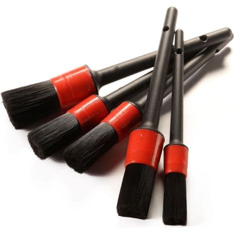 Car Cleaning Brush Set, Soft Brushes for Leather - Black and Red