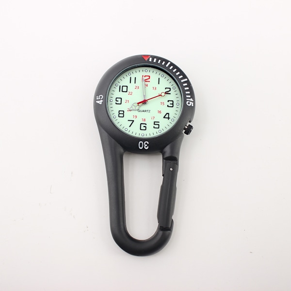 Svart Clip-on Digital karbinhake klocka Ryggsäck Fob Bälte Vattentät och Stöttålig Ficka clip-on Quartz Klocka Glow