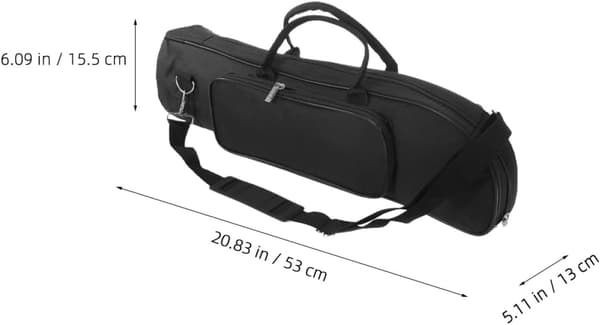Black Oxford Cloth Trumpet Bag with Separate Compartments, Single Shoulder Strap, and Comfortable Handles