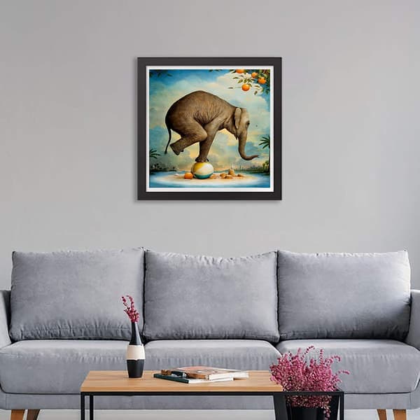 5D Diamantmaleri Elefant Villdyr Lang Nese Sirkus Oransje