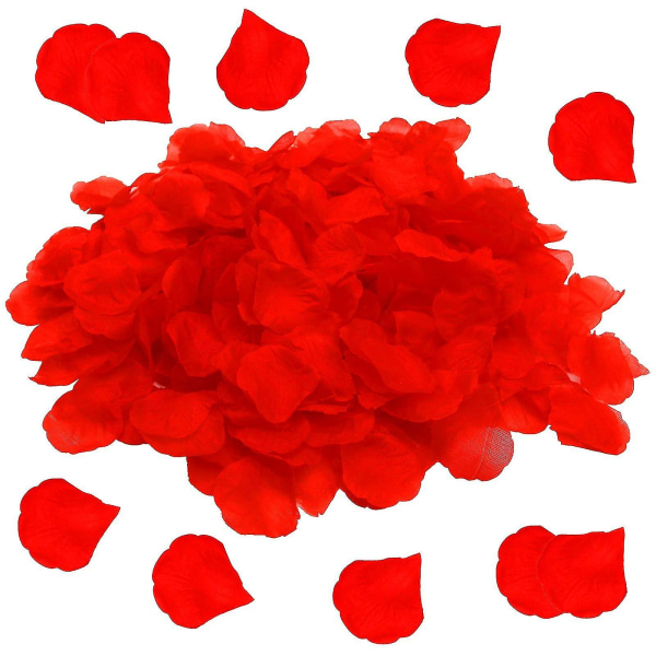 1000 kpl punaisia ​​ruusun terälehtiä makuuhuoneeseen, tekoruusukukkia, ei-makuemulaatiosilkkiruusun terälehtiä romanttisiin kohtauksiin Punainen Red