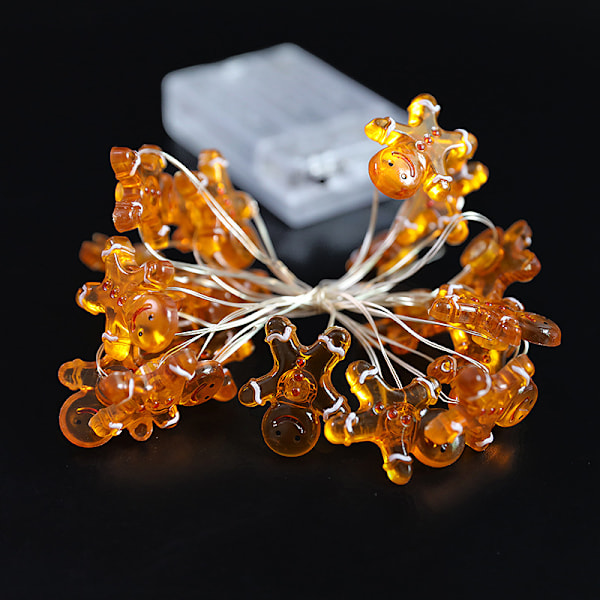 10 stk. 30LED Julelys Batteri/USB Drevet, Peberkage Feelygter med Fjernbetjening, Julepynt Lys