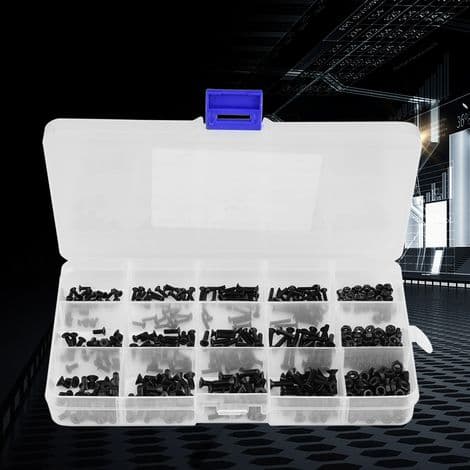 480 Pieces Hex Socket Countersunk Head Screws in Black Carbon Steel, Assorted Bolts and Nuts M2 M2.5 M3