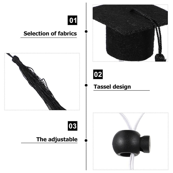 2 stk. Gradueringspet Kostume Sæt Med Pet Graduering Og Gradueringshue Sort 5.5X3.5CM Black 5.5X3.5CM