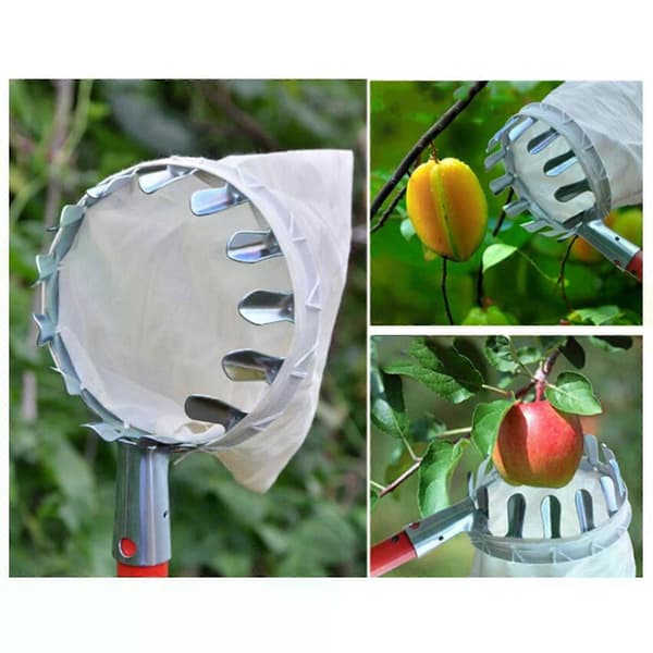 Fruit Picker, Tall Metal Tree Picking Tool with Practical Fabric Basket for Orchard