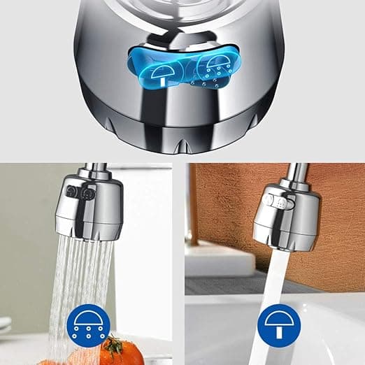 Kranlufter - Kan rotere 360 grader/Vannbesparende filter/Luftet spray og dusjspray To vannmoduser