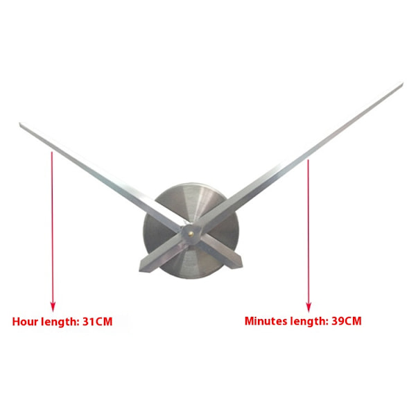 Silver Väggklocka Tillbehör, Högt Vridmoment Klockmekanism med 390 mm Stora Klockvisare (Skivdiameter 120cm)