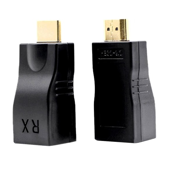 HDMI-forlænger, HDMI til RJ45 1080p LAN-netværk HDMI-forlængelse op til 30 m over Cat5e/6 UTP LAN Ethernet-kabel (sort)