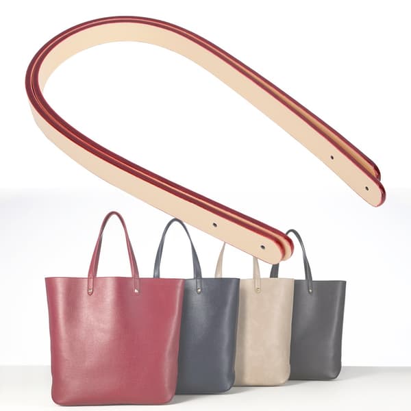 2pcs Split Leather Handbag Handle Strap DIY Handmade Purse Parts with 8 Sets Bronze Rivets (Salmon Pink)