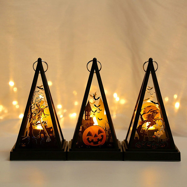 Græskar Halloween LED Lys Tote Taske Natlys Græskar Hexe Kranium LED Lys Ornament Græskar