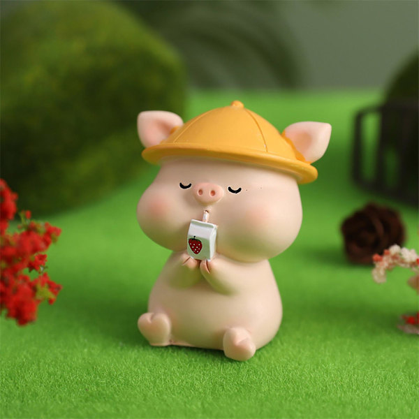 Mini Svin Resin Staty Lycklig Feng Shui Atea Party Disco Båge Bröllop Glad Fødselsdag Te Bord Dekoration Inflyttningspresenter För Nya Hem