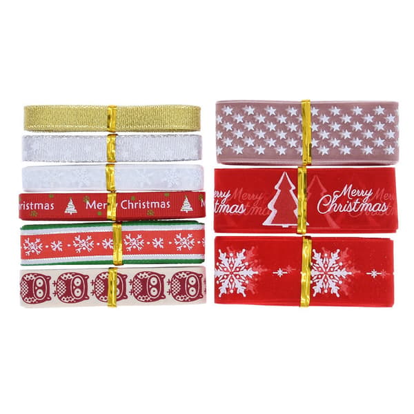 Julebånd, julepynt 9 stilarter 18 yards satinbånd