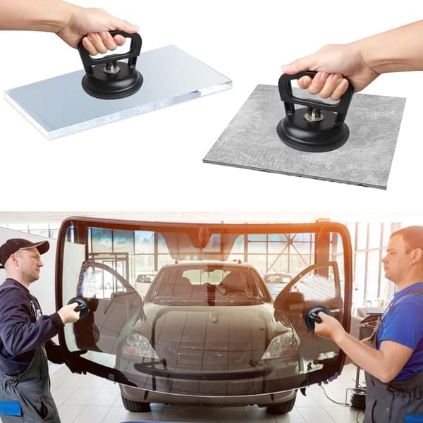 Glass Suction Cups, Heavy Duty Aluminum Vacuum Plate Lifting Handle/Hooks, Lifting/Tile Suction Cup Lifter (Black, 2-Pack)