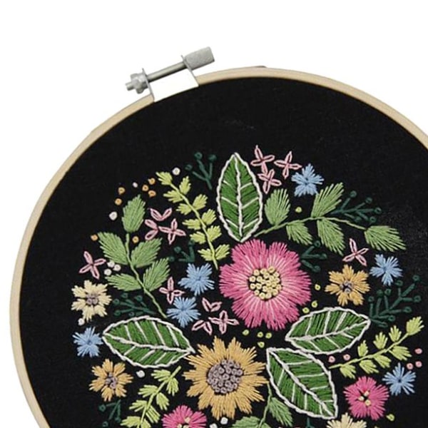 DIY Korsstygn Broderi Kit Blommigt Mönster Broderi Blomma Blad Stämplade Broderi Kit