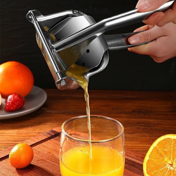 Citronpress i Rostfritt Stål, Manuell Saftpress för Citrus, Lime, Apelsin, Fruktpress, Robust Ergonomiskt Handtag, Arbetsbesparande