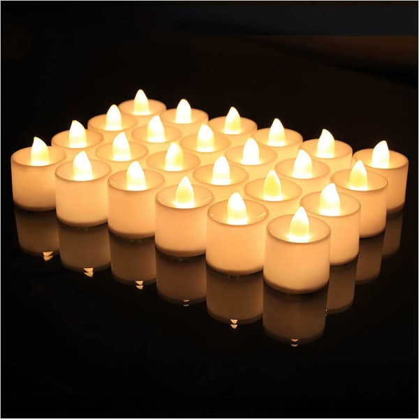 24-pack LED-ljus utan låga, LED-te-ljus, batteridrivna, Halloween, jul, bröllop, fest, bar, café, SPA, skapa atmosfär
