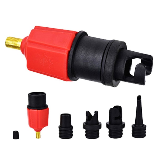 Luftpumpe Bærbar Luftpumpe Oppblåsbar Ventiladapter Sykkeldekkpumpe Adapter Kajakk Dekkventiladapter Luftkompressor Rød 15X9X5cm