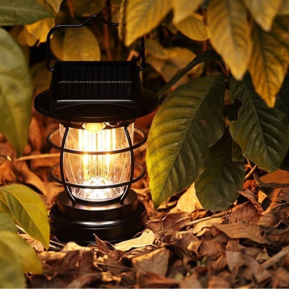 Solar Powered Camping Lantern with Motion Sensor, Waterproof, 9 x 15.8 cm, Black, Dual Charging Mode