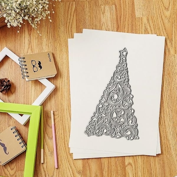 Julgran Metall Skärstencil Mall DIY Scrapbooking Album Papperskort Stencil Die Prägling Ornament