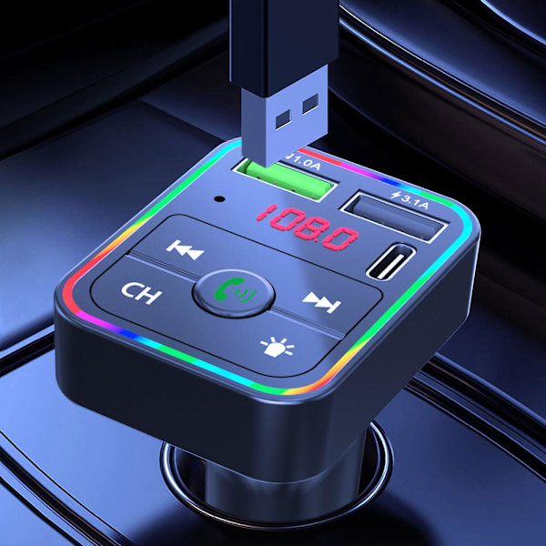 Bilintegrerad Bluetooth Mp3 Färgglada Atmosfärsljus Bluetooth Handsfree USB Flash Drive Plugg