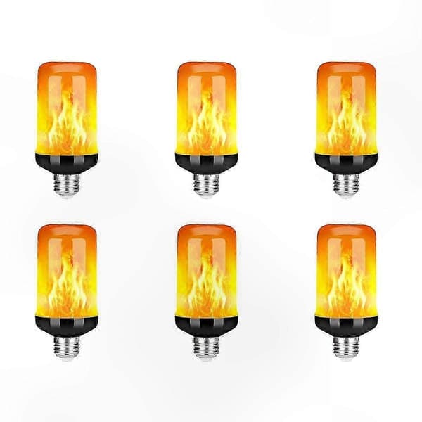 6X LED Flame Effect Bulb E27, Realistic Flickering Fire Light for Festival Decoration