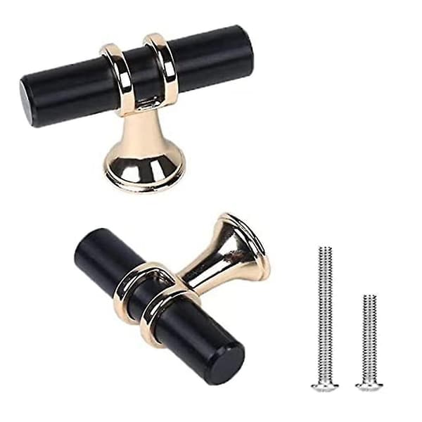 10-pack Black Cabinet Knobs, Black and Gold Cabinet Handles, Kitchen Knobs, T-Handles, Drawer Pulls, K Stcyv