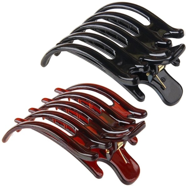 2 large non-slip plastic hair clips with inner teeth