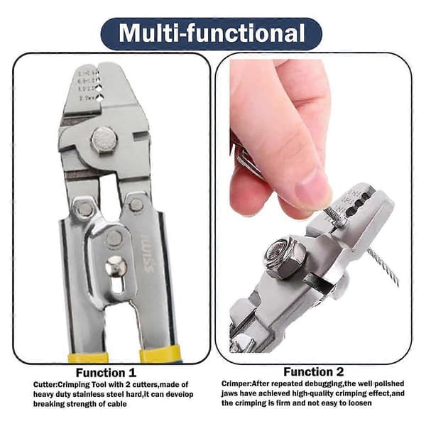 Wire Rope Crimping Tool, 50FT Wire Rope, Wire Crimping Tool Kit med 200PCS Aluminium Crimping Loop S