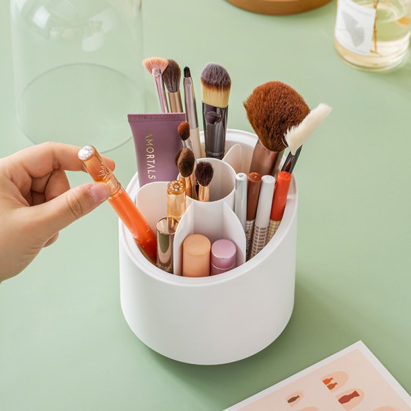 Makeup Brush Organizer, 360 graders roterende multifunksjonell penneholder, Akryl Multipurpose Desktop Stationary Organizer