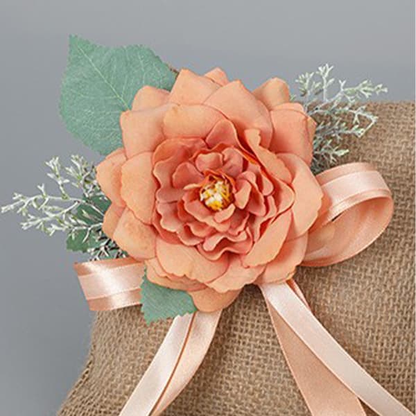 (Ringkudde 5989 Orange) 1 st linne bärbar liten blomkorg orange simulering dekorativ blomma retro ringkudde bröllopsmaterial