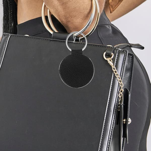 6 st runda nyckelringsämnen i läder, bulk PU sublimeringsämnen