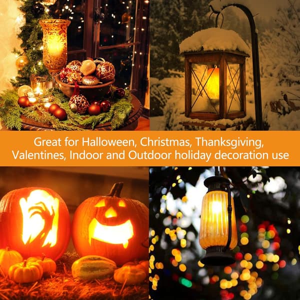 LED Light Source with Flame Effect, 4 Modes, E26 Socket with Gravity Sensor, Flickering Light Bulbs Halloween Home Party (2-pack)