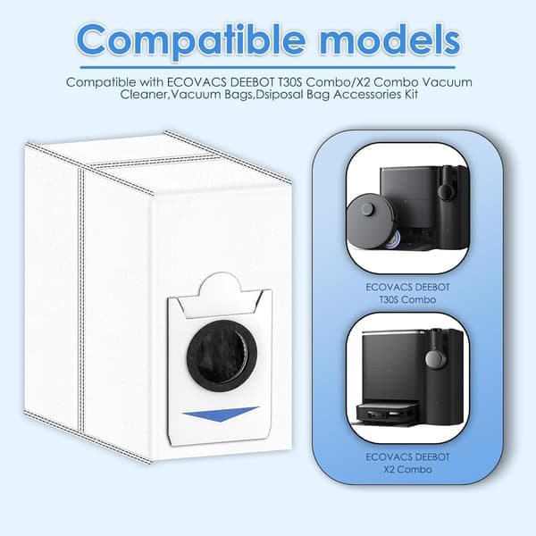 Pölypussit 12 kpl ECOVACS DEEBOT T30S T30S Combo X2 Combo -lisävarusteisiin [Ho]