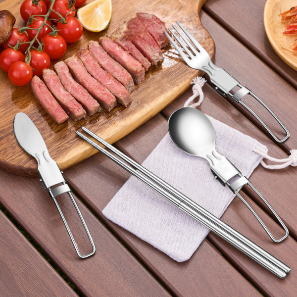 Udendørs Spisebestik Foldbart Genanvendeligt Køkkenudstyr Bærbar Camping Bestik til Rygsækrejser BBQ Madlavning Rejse Ske