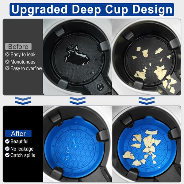 Car Cup Holder Coasters, Silicone Cup Holder Insert, Universal Non-Slip Cup Holders, Interior 4-pack Blue Blue