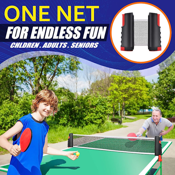 Innfellbart bordtennisnett, kan klemmes fast på ethvert skrivebord (egnet for bord under 6 fot lange og under 1,8