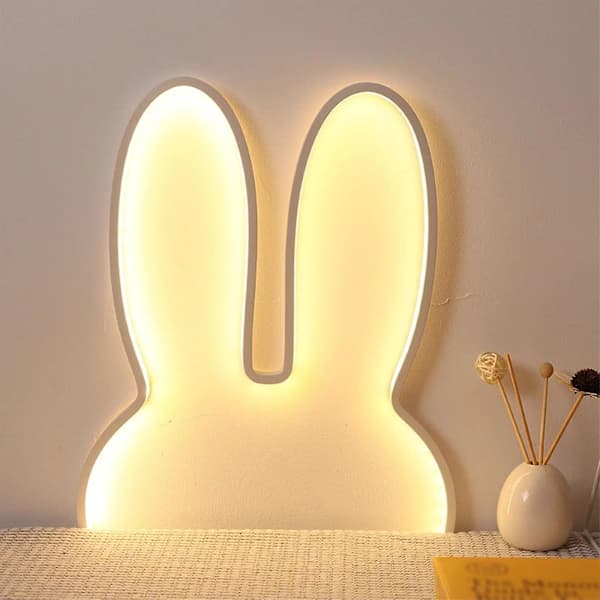 Decorative Room Lights for Teens, Easter Gifts, Warm Light Easter Atmosphere Neon Lights, LED Rabbit Lights, USB Plug Wall Lights